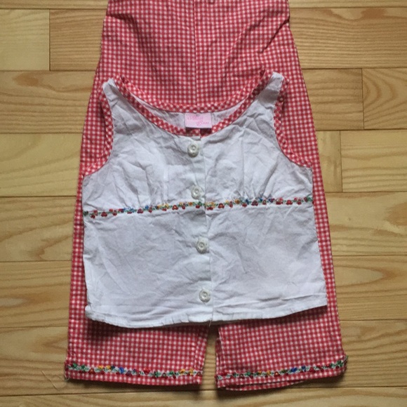 Girl’s 2 Piece Red and White Checked Gingham Set - Picture 4 of 5